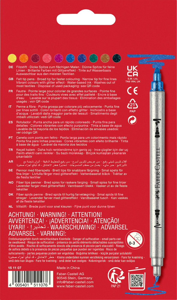 Tusser Faber Castell Dobbelt Tyk/Tynd Glitter 10 Ass