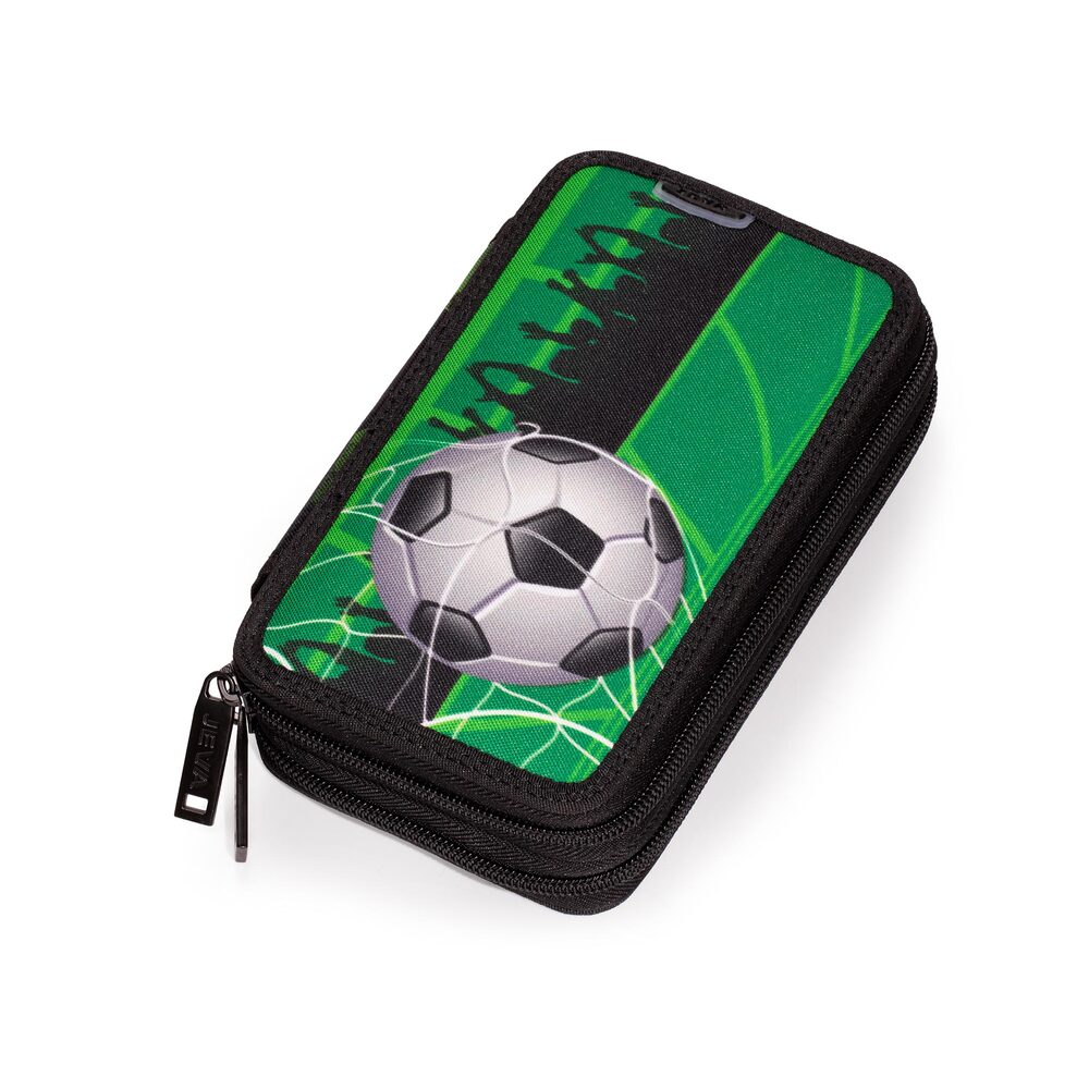 Penalhus Jeva twozip football m/indhold