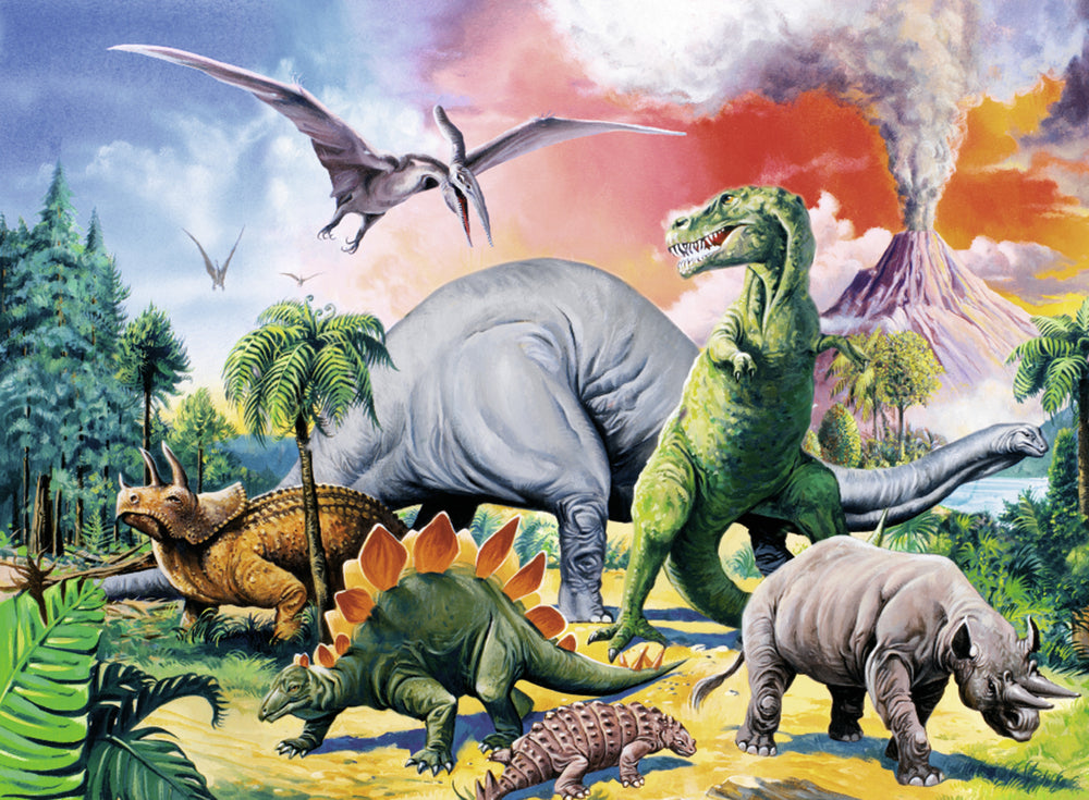 Puslespil among the dinosaurs 100 brikker