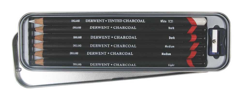 BLYANT DERWENT CHARCOAL 6 STK METALÆSKE