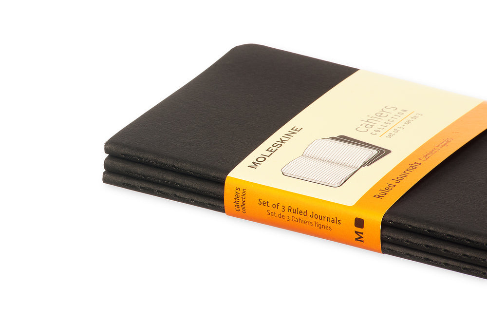 Notesbog Moleskine pocket cahiers sort 3 stk m/64 linjerede