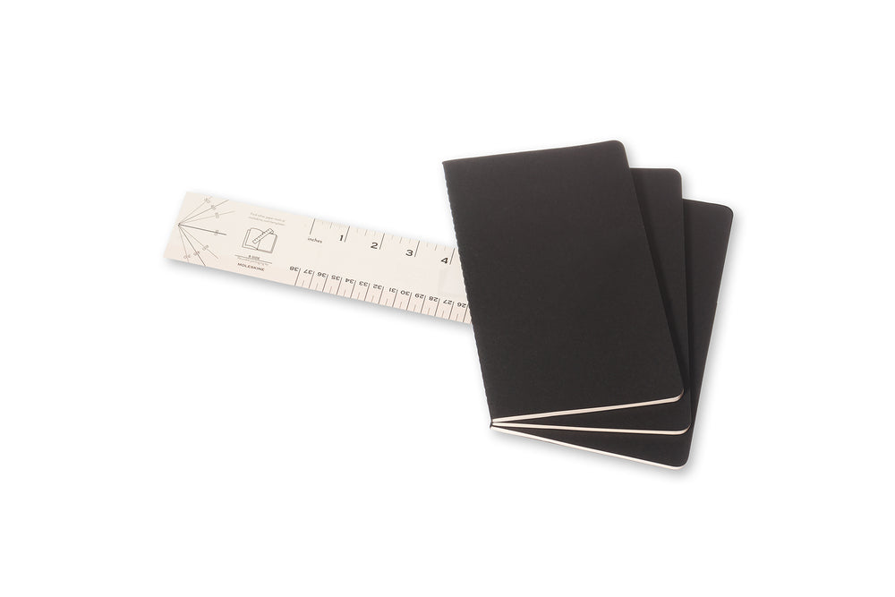 Notesbog Moleskine l cahiers sort 3 stk m/80 linjerede ark
