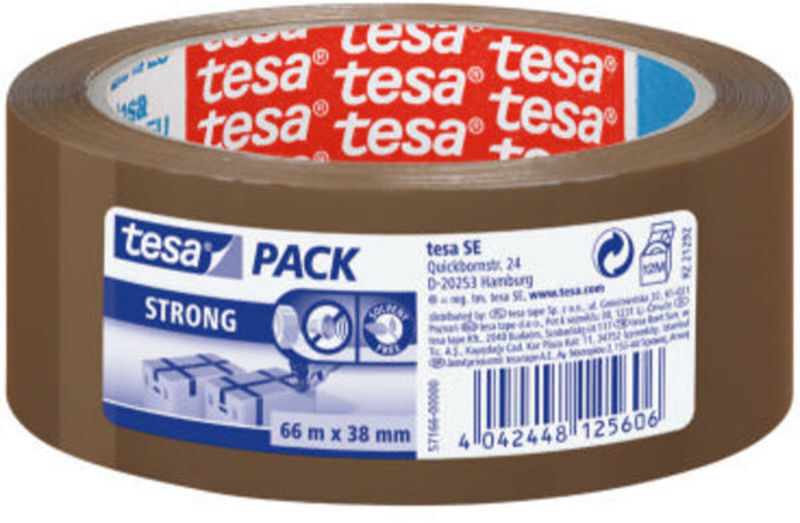 Pakketape tesa pp 66x38mm brun