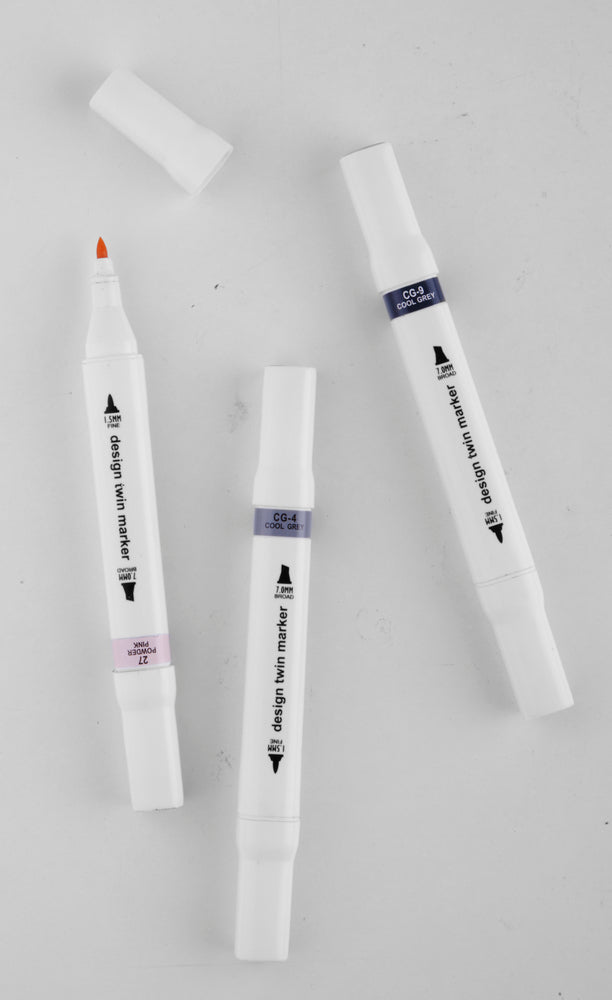 Design twin marker skygger gråtoner hud-farver 12stk