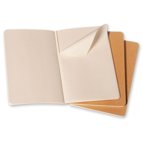 Notesbog Moleskine l cahiers kraft 3 stk m/80 blanke ark