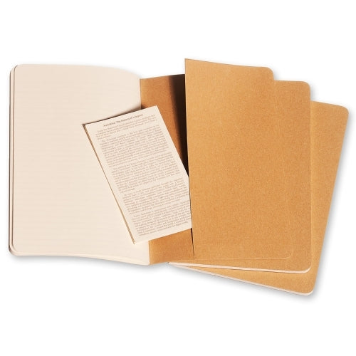 Notesbog Moleskine l cahiers kraft 3 stk m/80 blanke ark