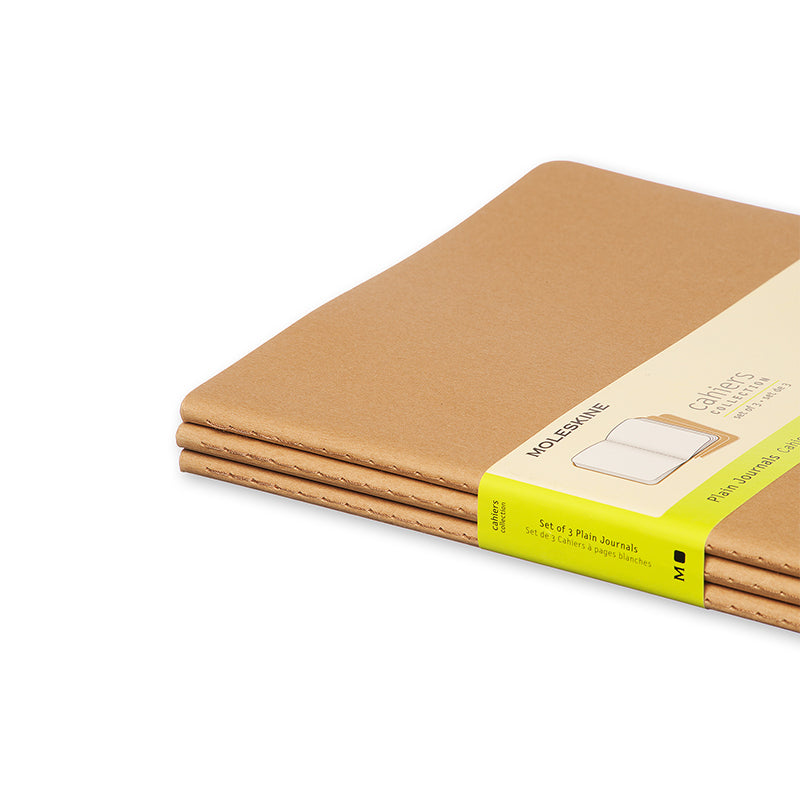 Notesbog Moleskine xl cahiers kraft 3 stk m/120 blanke ark