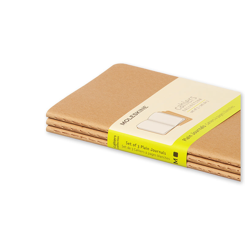 Notesbog Moleskine pocket cahiers kraft 3 stk m/64 blanke