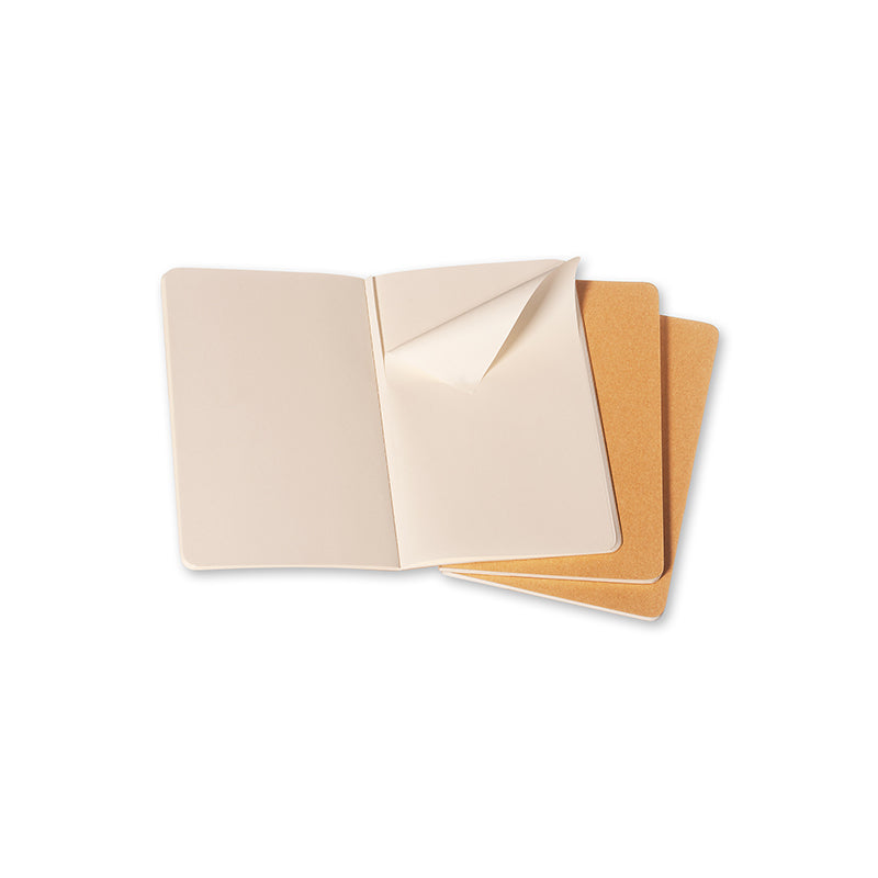 Notesbog Moleskine pocket cahiers kraft 3 stk m/64 blanke