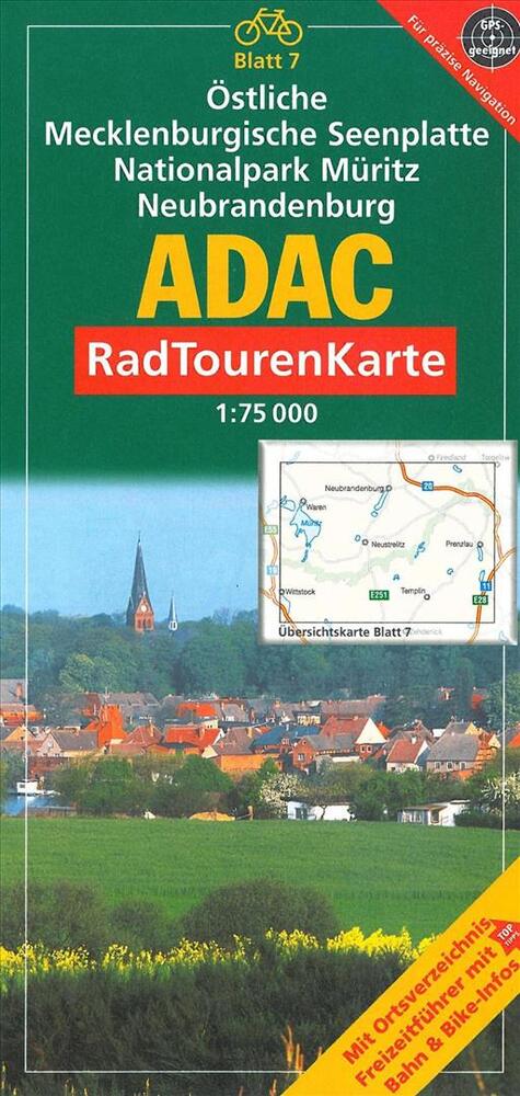 Östliche mecklenburgische seenplatte, nationalpark müritz, neubrandenburg, adac radtourenkarte deuts