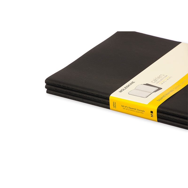 Notesbog Moleskine xl cahiers sort 3stk m/120 kvadrerede ark