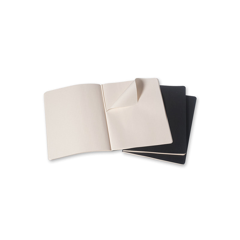 Notesbog Moleskine xl cahiers sort 3stk m/120 kvadrerede ark