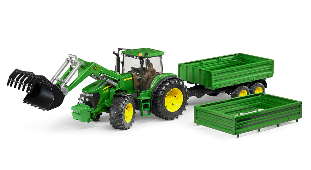 Bruder John Deere 7R 350 med frontlæsser og anhænger med tipfunktion