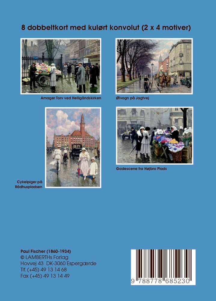 5 stk. gaveæsker med 8 dobbeltkort og blå konvolut