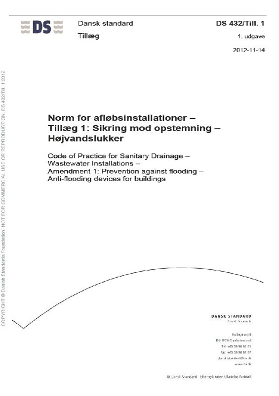 DS 432/Till.1:2012 Norm for afløbsinstallationer