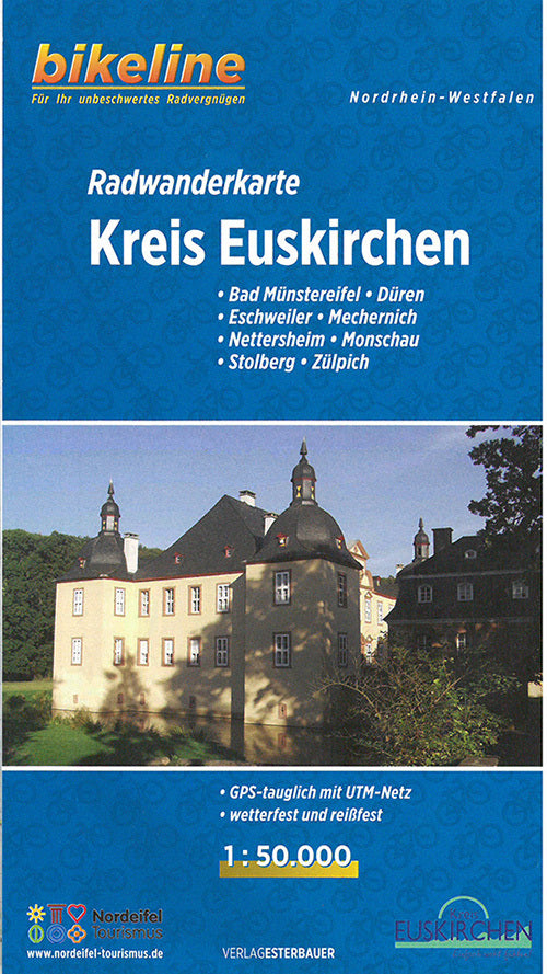 Kreis Euskirchen: Bad Münstereifel, Düren, Eschweiler, Mechernich, Nettersheim, Monschau & Stolberg Radwanderkarte
