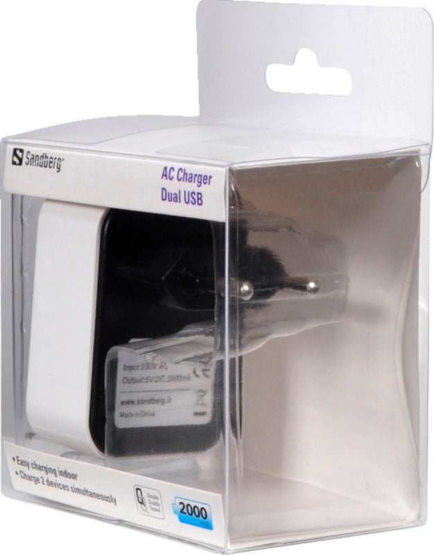 AC CHARGER DUAL USB 2A EU SANDBERG