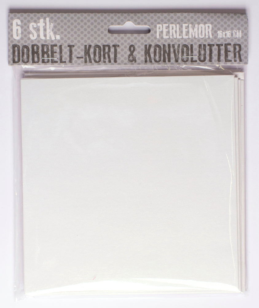 6 DOBBELTKORT MED KONVOLUTTER PERLEMOR 16X16MM