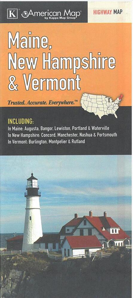 American Map: Maine, New Hampshire & Vermont