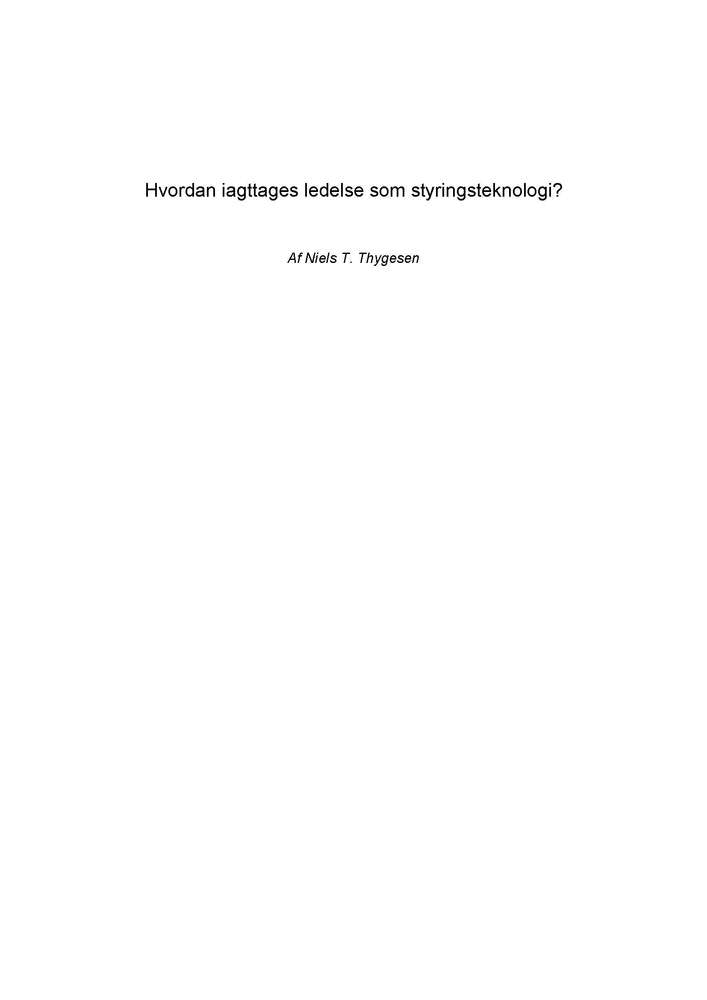 Hvordan iagttages ledelse som styringsteknologi?