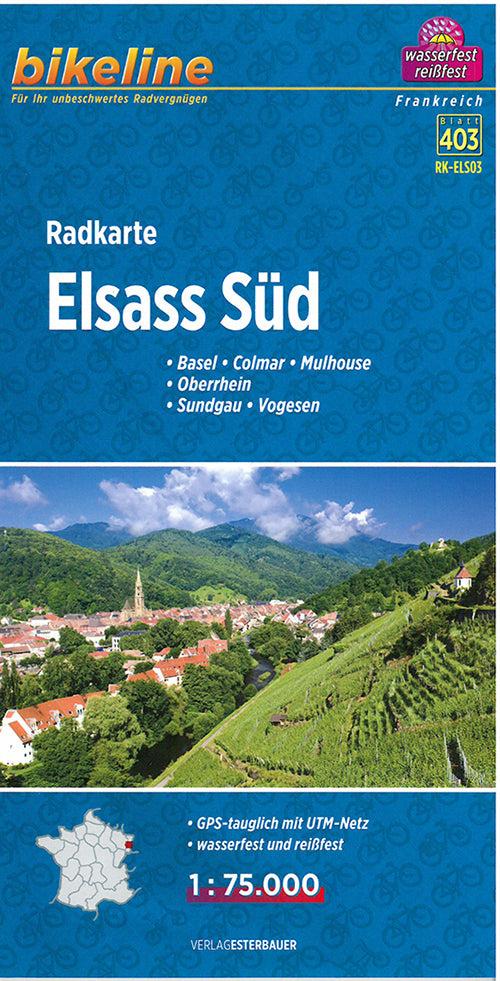 Elsass Süd, Radkarte : Basel, Colmar, Mulhouse, Oberrhein, Sundgau, Vogesen