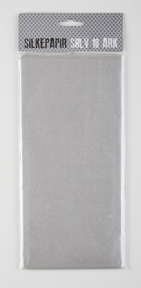 SILKEPAPIR SØLV METALLIC 10 ARK/PAKKE