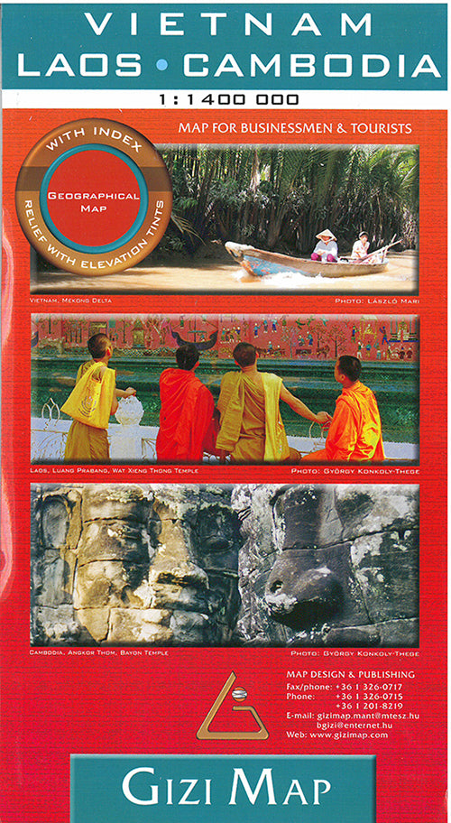 Vietnam, Laos & Cambodia Map for Businessmen & Tourists