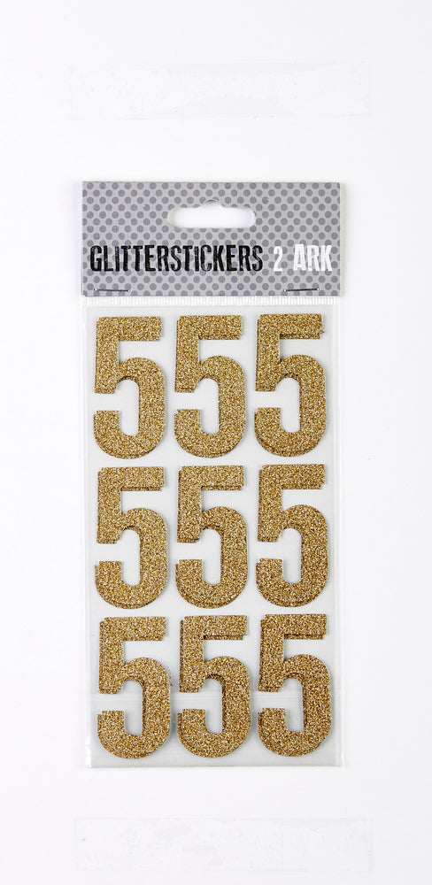 STICKERS GLITTER GULD TAL 5 M. 2 ARK