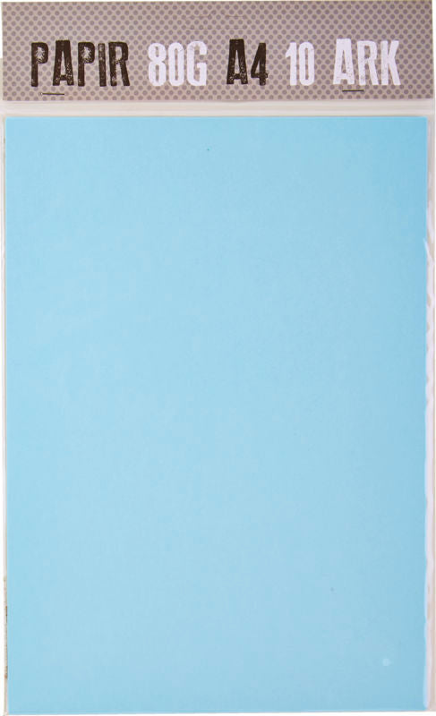PAPIR A4 80G LYSEBLÅ M. 10 ARK