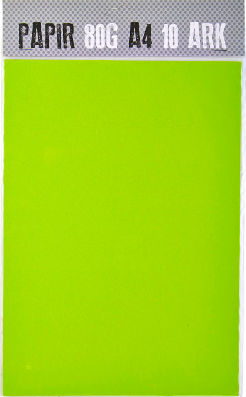 PAPIR A4 80G LIMEGRØN M. 10 ARK