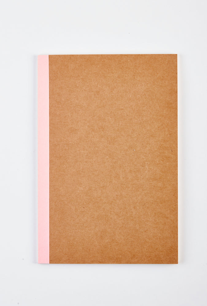 NOTESBOG KRAFT MED ROSA RYG 40 CREME SIDER