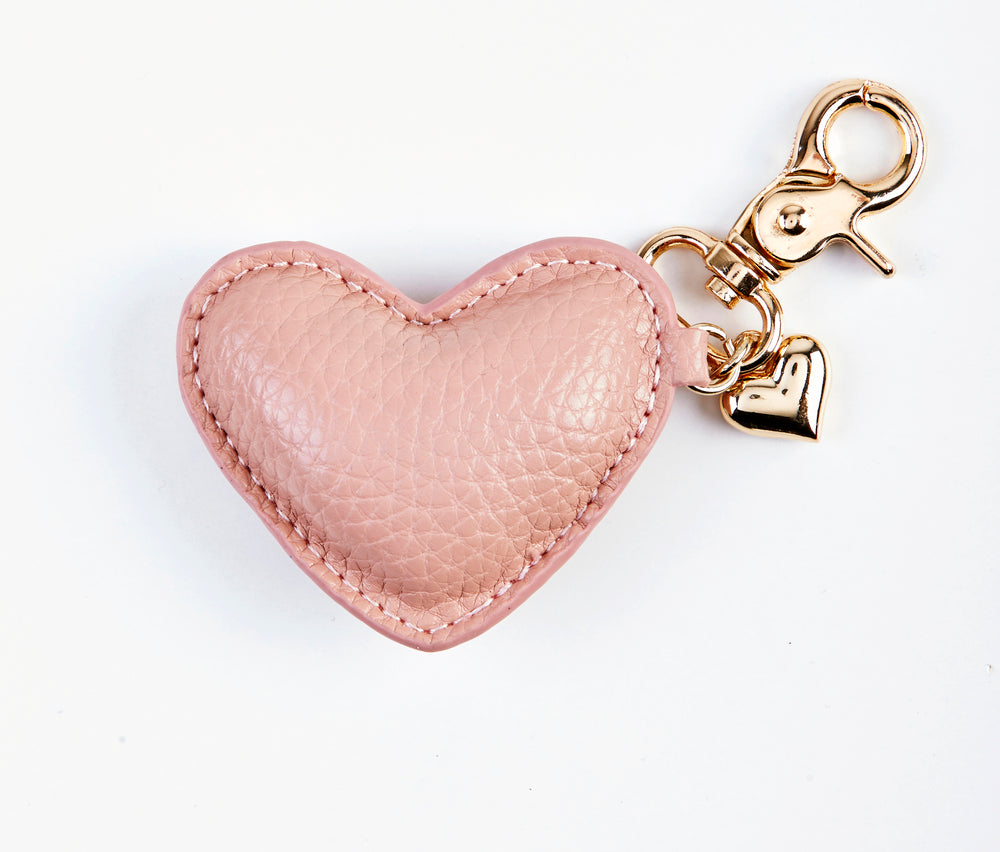 NØGLERING HJERTE ROSA PU GULD KEYHANGER