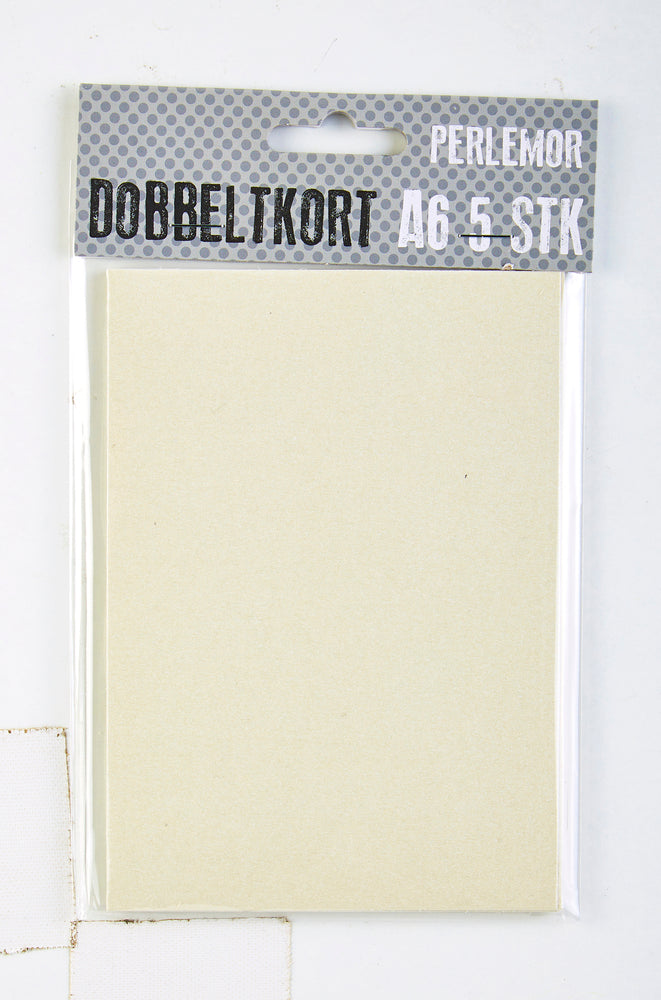 KORT A6 DOBBELT PERLEMOR IVORY 5 STK