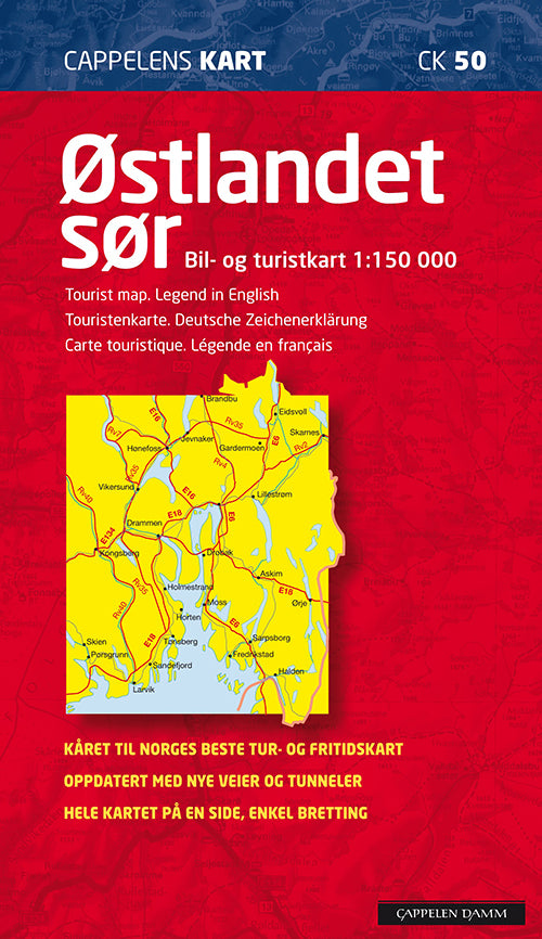 Østlandet sør : bil- og turistkart - tourist map - Touristenkarte - carte touristique