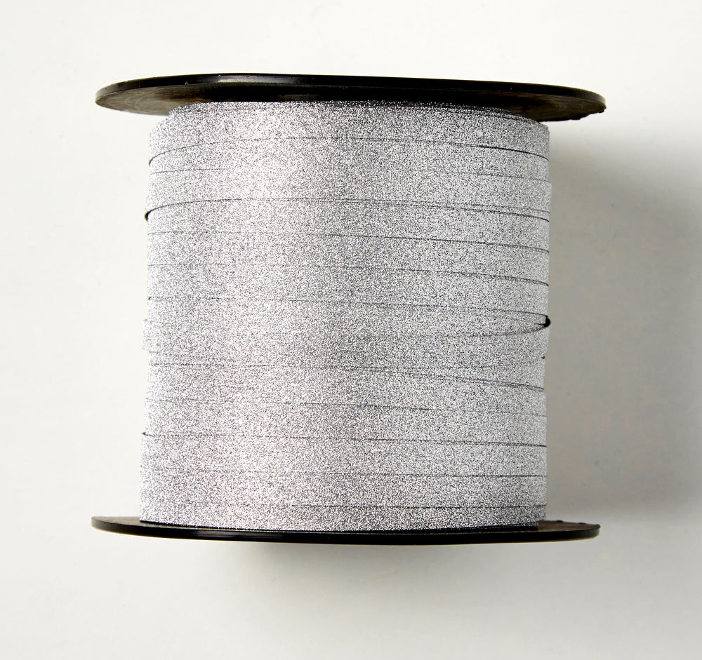 GAVEBÅND GLITTER 5 MM X 100 M SØLV