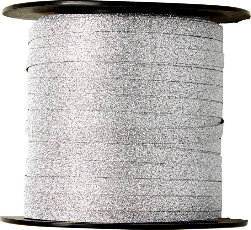 GAVEBÅND GLITTER 5 MM X 100 M SØLV