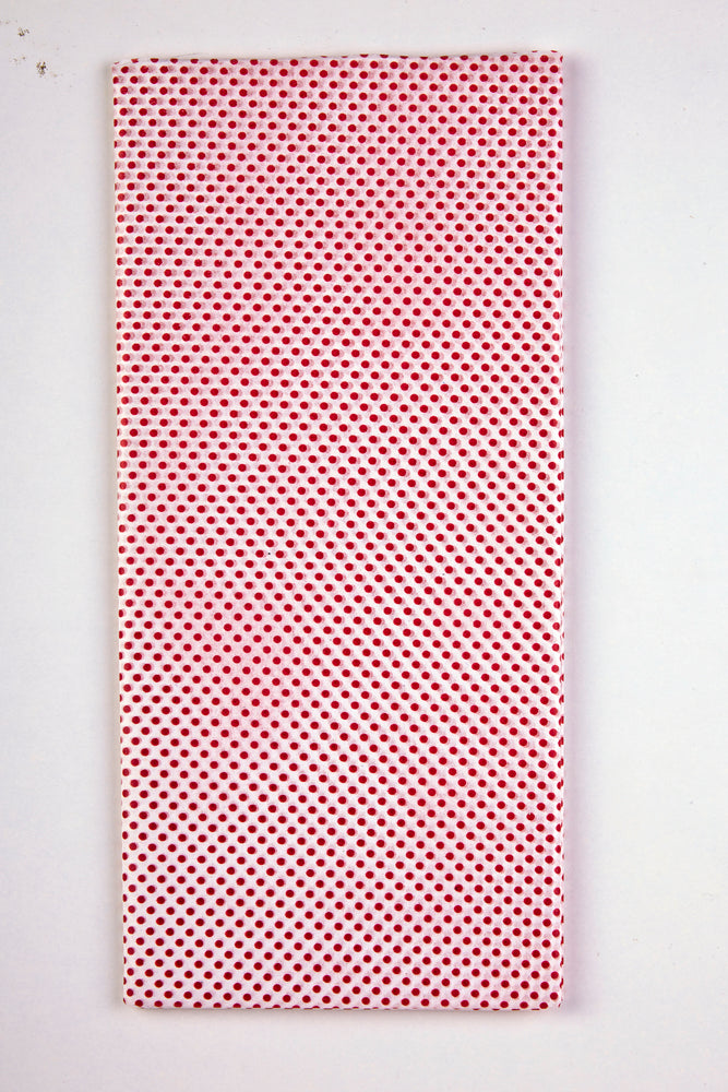 SILKEPAPIR HVID/RØD PRIK 50X50CM 10 ARK/PAKKE