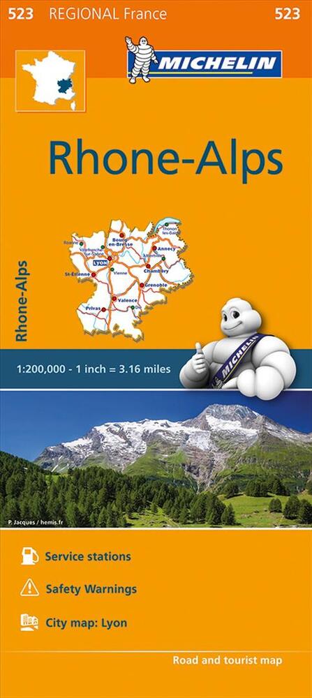 Michelin France blad 523: Rhone-Alpes / Rhone-Alps