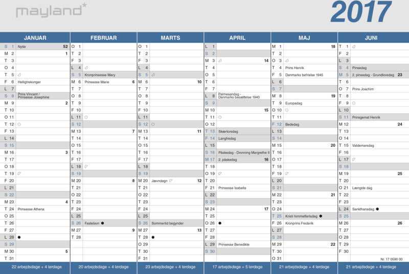 A4 KONTORKALENDER KLASSISK 2017 MAYLAND