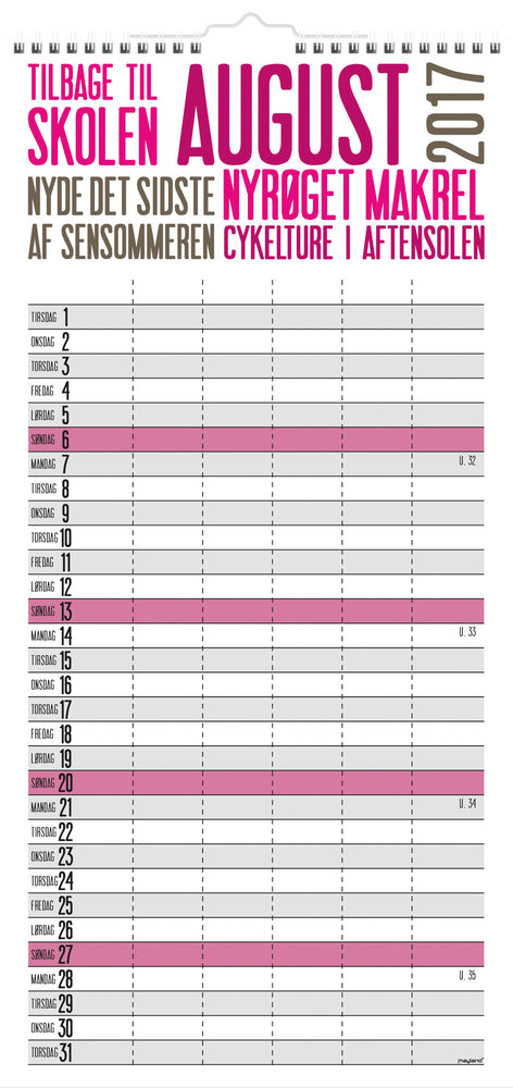 FAMILIEKALENDER TRENDART 2017 MAYLAND