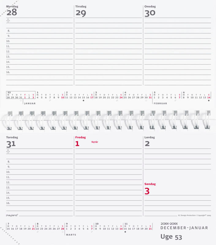 BUSINESS WEEK PLANNER UGE VENDT FORMAT 2017 MAYLAND