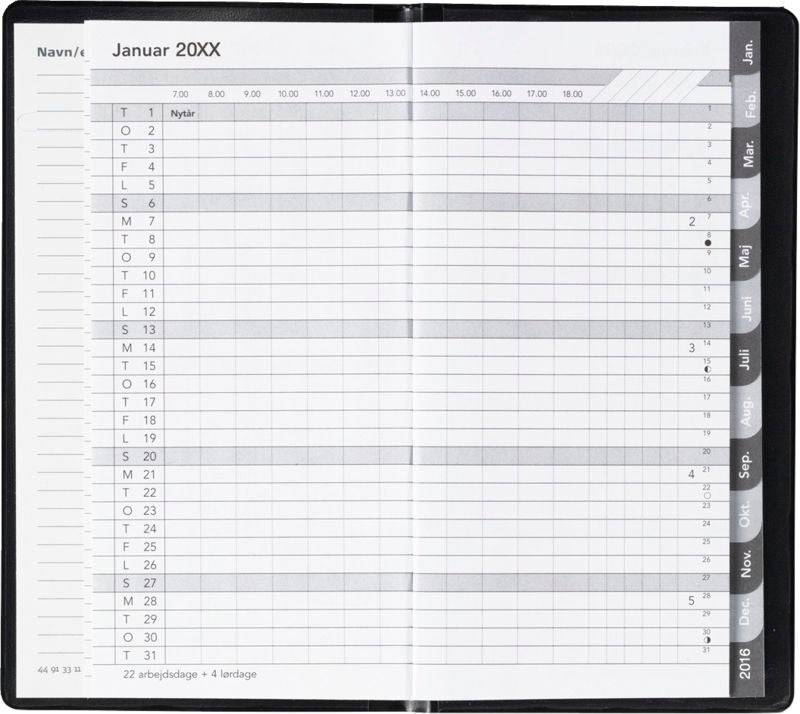 BASIC MÅNEDSKALENDER VINYL SORT 2017 MAYLAND