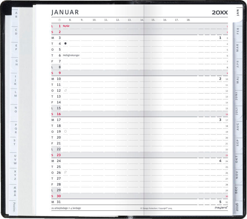 INDEX PLANNER MÅNEDSKALENDER REFILL 2017 MAYLAND