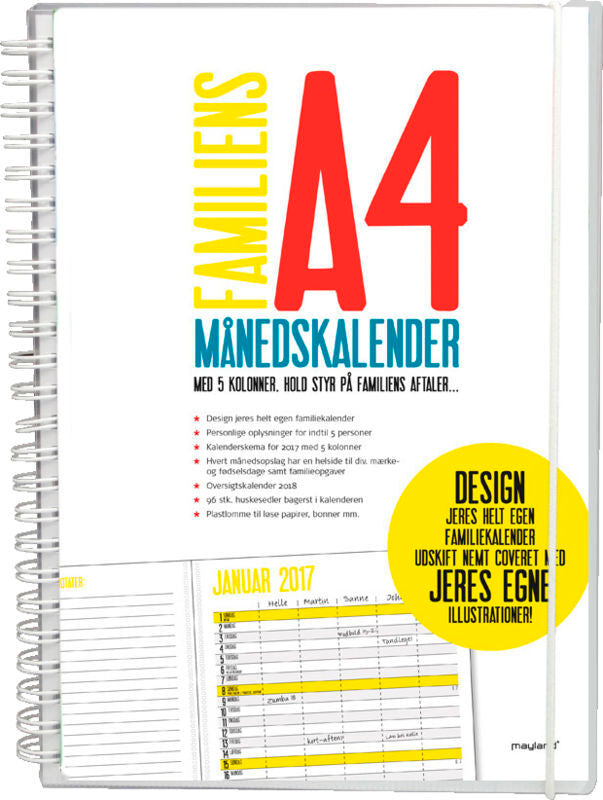 FAMILIENS A4 MÅNEDSKALENDER PVC FRI 2017 MAYLAND