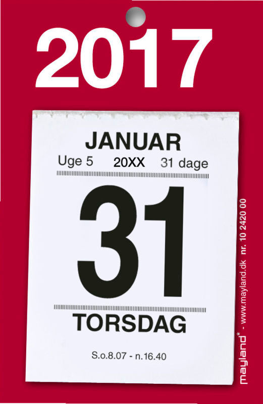 LILLE AFRIVNINGSKALENDER M. BAGSIDETEKST 2017 MAYLAND