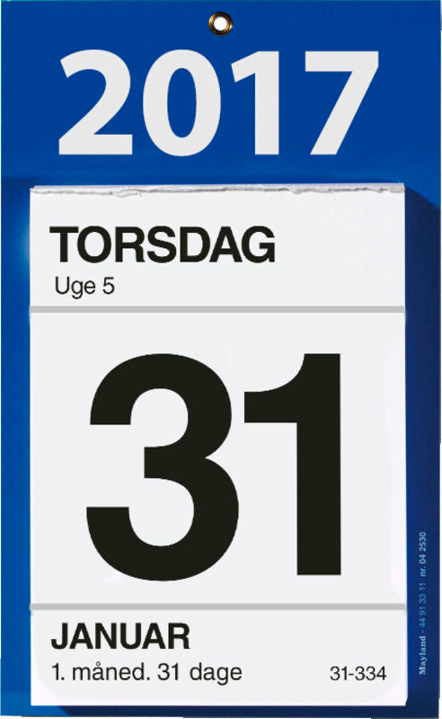 KONTOR AFRIVNINGSKALENDER M. BAGSIDETEKST 2017 MAYLAND