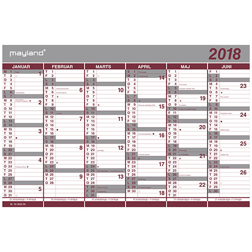 DOBBELT HALVÅRSKALENDER 2018 MAYLAND