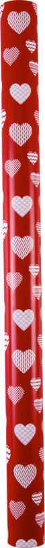 GAVEPAPIR RØD DESIGN HJERTER 3 M X 70 CM
