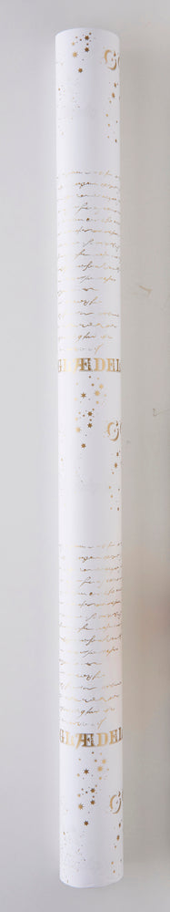 GAVEPAPIR HVID M/GULD GOD JUL 3 MX70CM