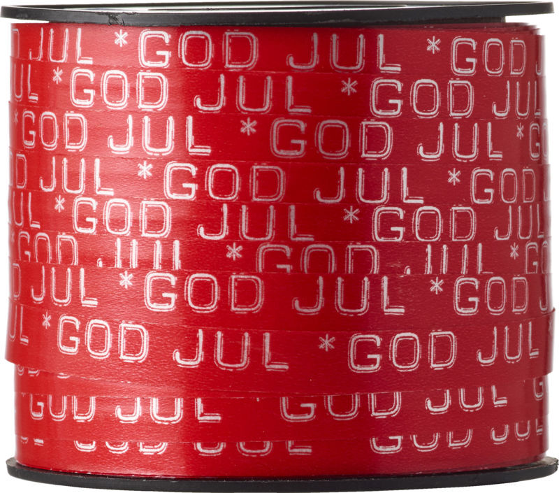 GAVEBÅND RØD M/GOD JUL 10 MM X 91 M